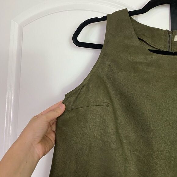 Vintage inspired Cottagecore Olove Green Dress with Easy zipper Pockets size L - Picture 6 of 9